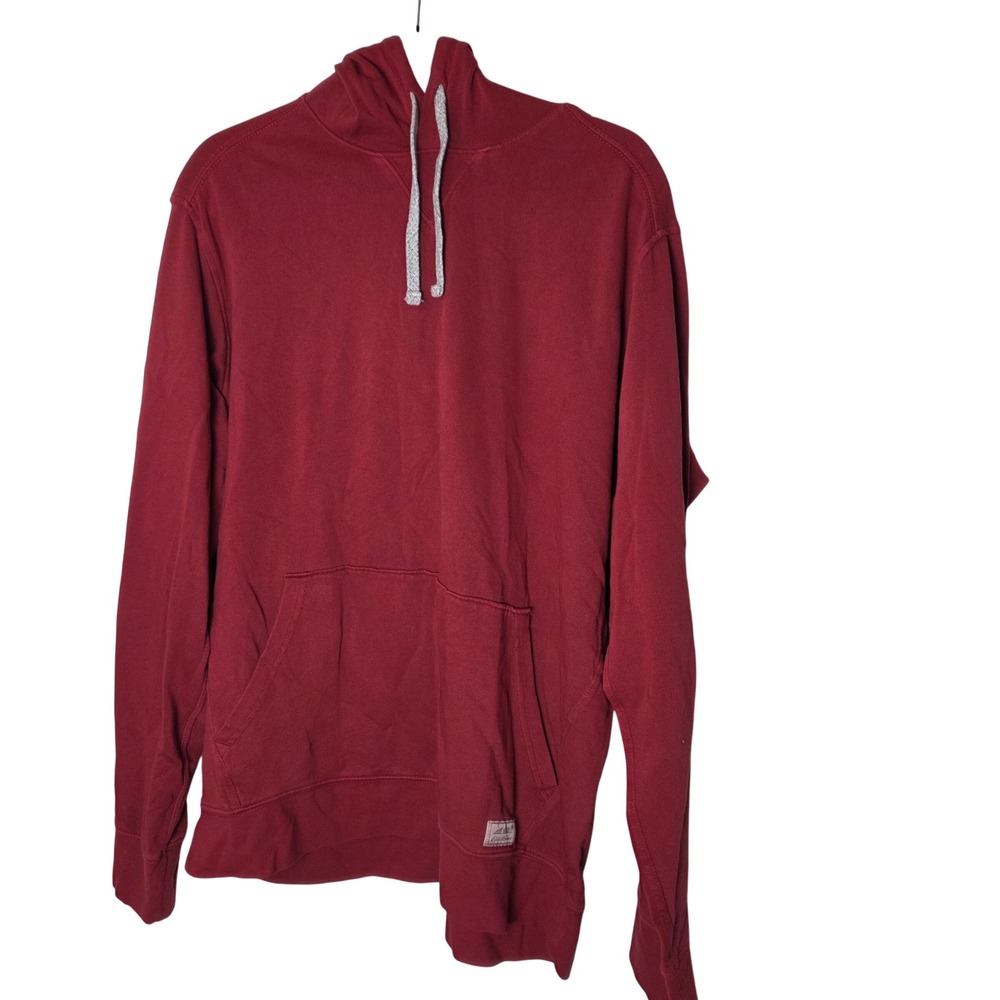 Eddie Bauer Red Fleece interior pullover hoodie Lightweight Mens size Large